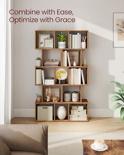 VASAGLE 5-Tier Bookcase, Open Storage, 15.7 x 9.4 x 62.8 Inches - color: Rustic Brown, style: 5-Tier (15.7"W)