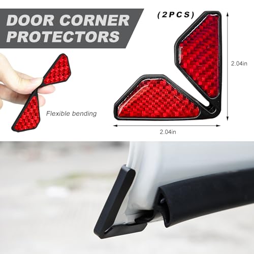 DXNQ 2 PCS Car Door Corner Protector Edge Guards, Real Carbon Fiber Anti-Collision Car Door Edge Protector, Self-Adhesive Decorative Auto Corner Protect, Vehicle Exterior Accessories (Red) - color: Red