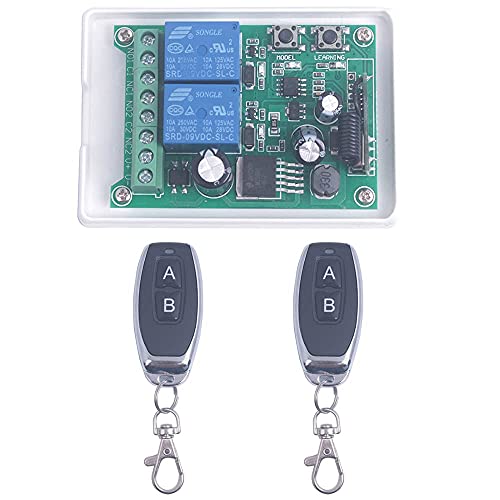 Wireless Remote Relay Switch, 12-48V 2-Channel 433MHz 2 Transmitter
