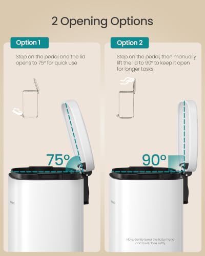 SONGMICS 1.3 Gallon (5 L) Trash Can, Stainless Steel, Step-On Pedal - color: White, size: 1.3 Gal.