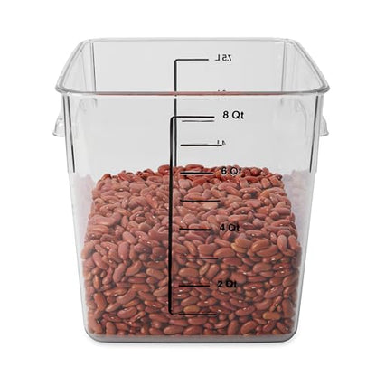 Rubbermaid Commercial Products Space Saving Square Food Storage Container 8 Quart Clear for Kitchen/Sous Vide/Meal Prep - size: 8 Qt., style: Container