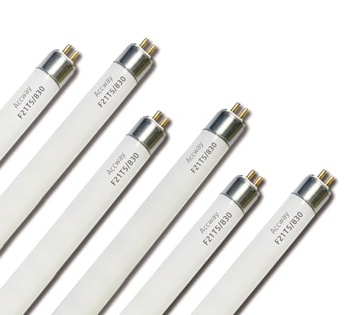 6pack F21T5/830 21Watt 34 inch Fluorescent Light Bulb, T5 3000K Soft White Linear Tube, F21T5/21W/830 Warm White Replacement for Under Counter Fixture