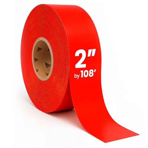DuraMark EC700 Floor Marking Tape for Concrete and Pavement | Industrial Marking Tape for Warehouses | Long-Lasting | High Durability, Red, 2 Inches by 108 Feet - color: Red, size: 2 In X 108 Ft
