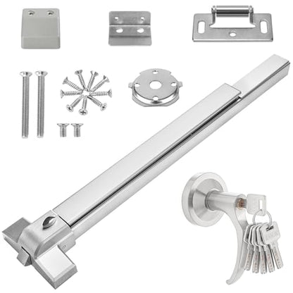 Push Bar Panic Exit Device with Handle, 28inch Emergency Exit Door Hardware with 6 Keys, Aluminum Commercial Push Bar Door Lock Fits 28"-45" Wood & Metal Doors, Left/Right Compatible - size: 28inch