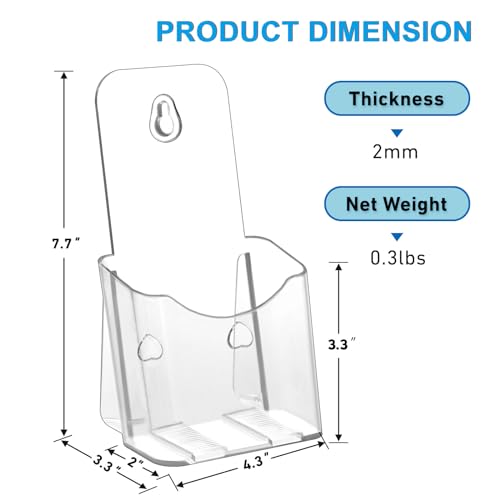 xydstay Acrylic Brochure Holder 4 Inche , Clear Flyer Sign Holder, 2 Pack - size: 4x7