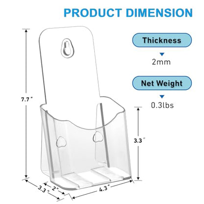 xydstay Acrylic Brochure Holder 4 Inche , Clear Flyer Sign Holder, 2 Pack - size: 4x7