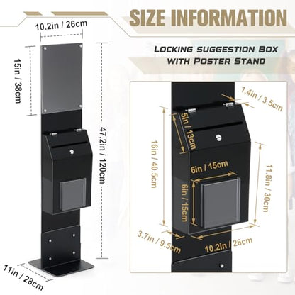 Leinuosen Floor Standing Locking Suggestion Box with 8.5 x 11 Sign Holder