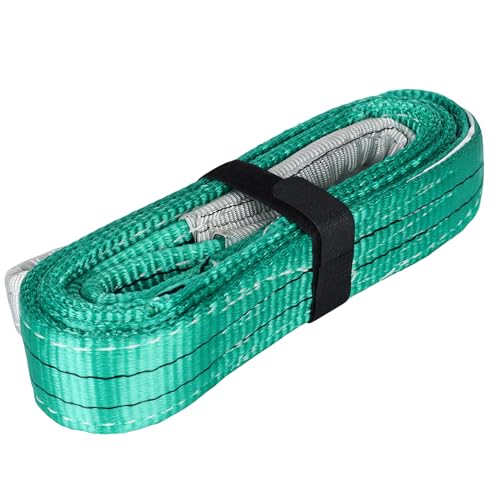 Lift Sling Straps,2" x 7' 2-Ply Heavy Duty Flat Eye Lift Slings - color: Green, size: 2" x 7'