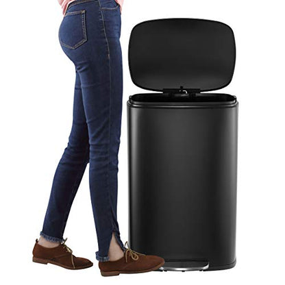 happimess Connor 2-Piece Stainless Steel Trash Can, Charcoal Black - color: Black