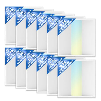 12Pack 2x2 FT LED Center Basket Troffer Light, 5CCT Color Tunable 3000/3500/4000/5000/6500K, Watt Adjustable 40W/35/30/25/20W, 0-10V Dimmable Drop Ceiling Lights, 120-277V-ETL Qualified - size: 2X2 12Pack