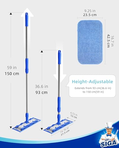 MR.SIGA Professional Microfiber Mop for Hardwood, Laminate Floor Cleaning - color: Blue