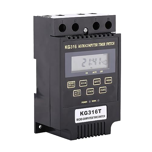 KG316T Digital Programmable Timer Switch, Microcomputer Power Relay Controller with LCD Display, 25A 110V AC, 10 On/Off Programs 1min-168h Timing for Lights Fans Motors Appliances