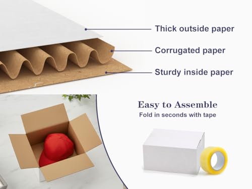 25 Pack Shipping Boxes 8x6x4 Inches, White Corrugated Cardboard Mailing Box for Packing, Mailing, Small Business - size: 8X6X4 Inches