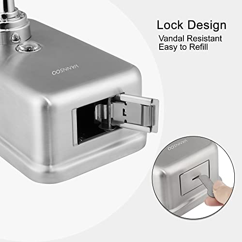 Commercial Wall Mount Stainless Steel Foaming Soap Dispenser, 40 oz (1200ml) Industrial Refillable Foam Hand Sanitizer Dispensers for Bathroom and Kitchen - size: 1200ml (H8)