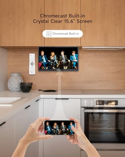 SYLVOX Kitchen TV, Small Smart TV for Kitchen, 15.6 inch Under Cabinet TVs
