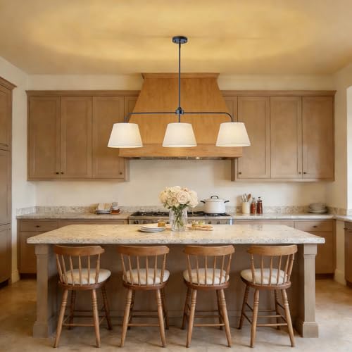 40" Linear Chandeliers for Dining Room, Black Kitchen Island Lighting - color: Black
