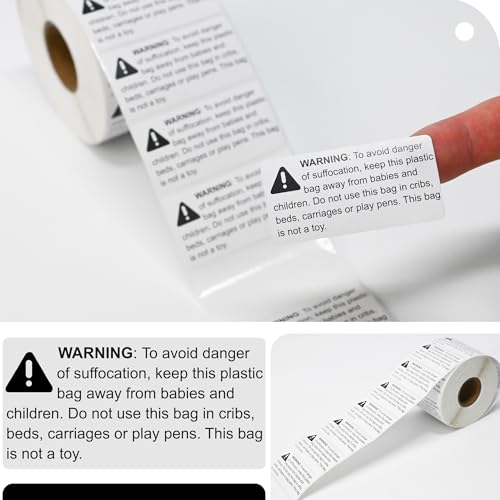 LLIKED Suffocation Warning Labels 2" x 1", 1000 Labels per Roll
