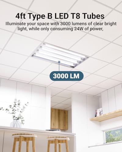 Sunco 20 Pack 4 Foot T8 LED Tube Light Bulbs, 24W, 5000K, Ballast Bypass - size: 20 Pack