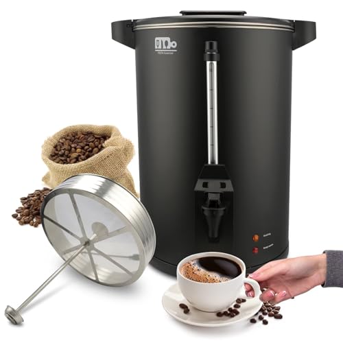 55-Cup 10L Commercial Coffee Urn, Festa Essential 750W Double Wall Large Percolate Coffee Maker Stainless Steel Hot Water Urn Dispenser with Double Dripless Faucet, Quick-Brewing for Catering, Black - size: 10L-55Cups