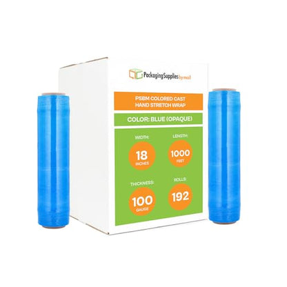 PSBM Dark Blue Stretch Wrap, 192 Rolls 18 Inch x 1000 Feet 100 Gauge, Heavy Duty Plastic Wrap Industrial Strength Shrink Film for Moving, Packing & Shipping - color: Blue, size: 192 Rolls