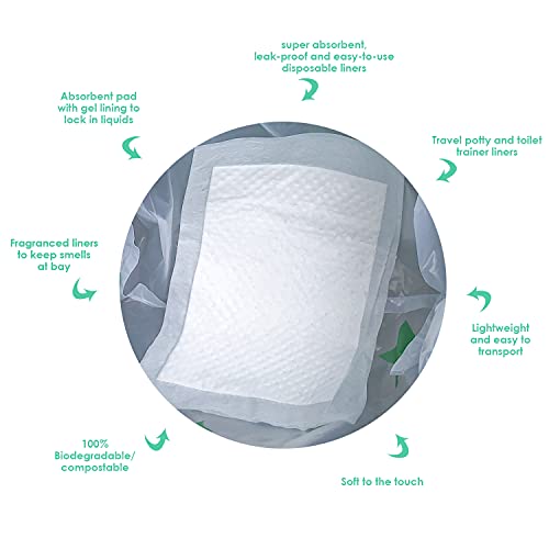 Potty Chair Liners, Portable Disposable Potty Liner Bags for Universal Potty Training Toilet Seat, Toddler Outdoors Travel Baby Toilet Liners - 60 Pack - size: 60 Pack
