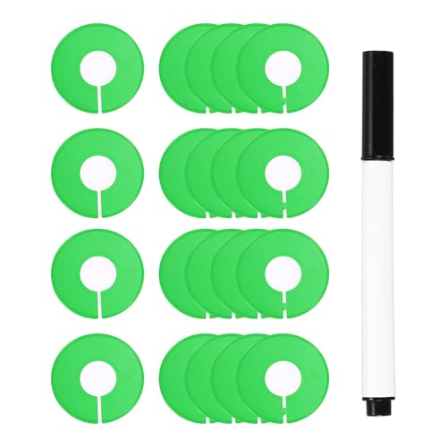 uxcell Clothes Dividers,20 Pack Round Closet Rack Dividers Clothing Rack Size Dividers Blank Labels with Marker Pen Writable & Reusable for Hanging Clothes Sorting Size, Green - color: Green