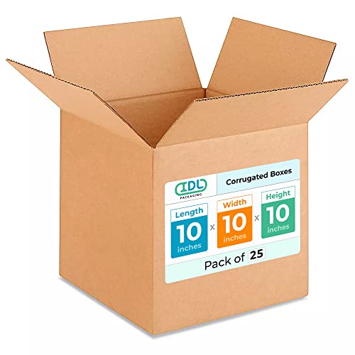 Medium Cube Moving & Shipping Boxes 10"L x 10"W x 10"H (25-Pack) - Extra Strength 200 lb vs Regular - Corrugated Strong Cardboard Boxes - Medium Moving Box - Heavy Duty Box by IDL Packaging - size: 10 * 10 * 10" (Medium Boxes)