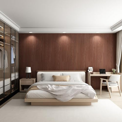 Slat Wall Panel 8-Pack, 108’’x6.1’’, Walnut - size: 108’’x6.1’’-Walnut