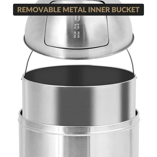 GlowSol Heavy Duty Commercial/Kitchen Trash Can, 70L/18 Gallon Fingerprint-Proof, Stainless Steel Garbage Can with Push Lid, Waste Bin with Removable Inner Bucket for Supermarket Commercial Use