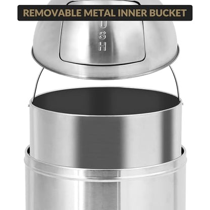 GlowSol Heavy Duty Commercial/Kitchen Trash Can, 70L/18 Gallon Fingerprint-Proof, Stainless Steel Garbage Can with Push Lid, Waste Bin with Removable Inner Bucket for Supermarket Commercial Use