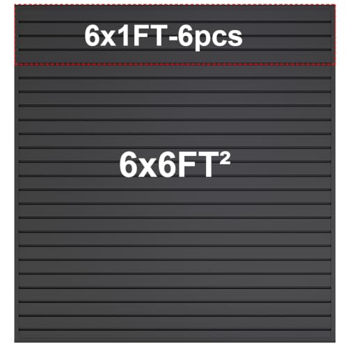 Slatwall Panel Garage Wall Organizer Storage Systems PVC Slat Wall Paneling - color: BLACK, size: 6x1FT-6PANEL