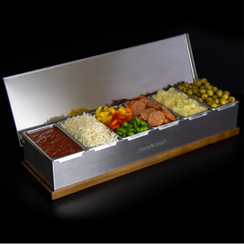 6 Slot Condiment Carrier with Stainless Holders & Silicone Lids - size: 6 Slot
