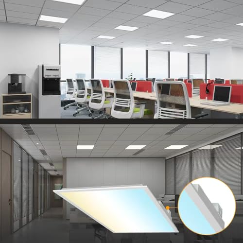 2x2ft LED Flat Panel Light with Microwave Sensor, 2PK - style: Microwave Sensor