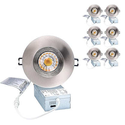POPANU 4 Inch Gimbal LED Recessed Lights 6 Pack,Adjustable Downlight,Nickel - color: Brushed Nickel, size: 4 Inch