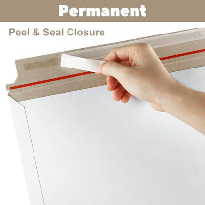 DAJAVE 100 Pack Cardboard Mailers 11x14 Inch Self Seal Cardboard Envelopes, White Rigid Mailers Mailing Envelopes for CD, Photos, Document, Pictures, Papers, Files