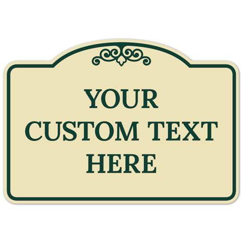 Custom Decorative Sign, Personalized Metal Sign for Business, Driveway, Home, Office Door Plaque, Green Border Sign, 7x10 Inches, ACM, Made in USA by Sigo Signs - color: Ivory, size: 10x7