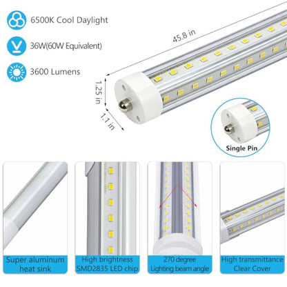 Single Pin T8 LED Tube Lights F48T12 HO Replacement 10-Pack - size: 45.8in