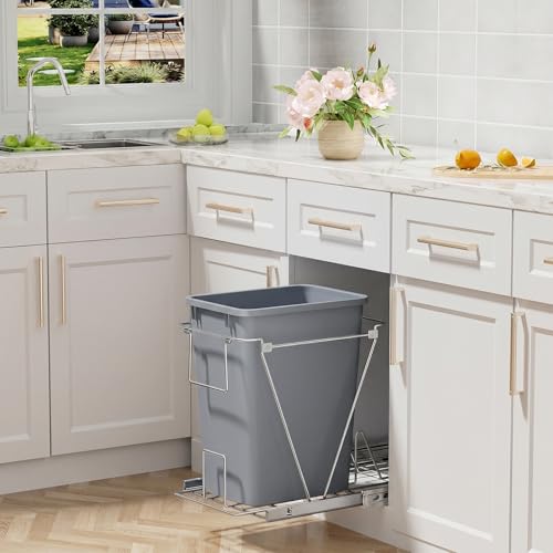 ROOMTEC 35QT Kitchen Trash Can,Lightweight and Sturdy Slim Trash Can,2 Pack - color: Grey, style: 2PCS