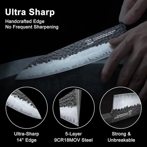 FAMCÜTE Japanese Knife Set with Block, Kitchen Knives Gift for Men & Women - size: Japanese Knife Set of 4