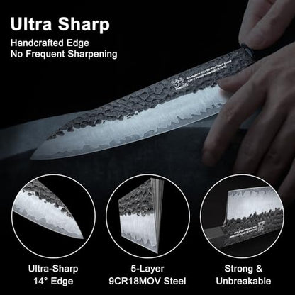 FAMCÜTE Japanese Knife Set with Block, Kitchen Knives Gift for Men & Women - size: Japanese Knife Set of 4