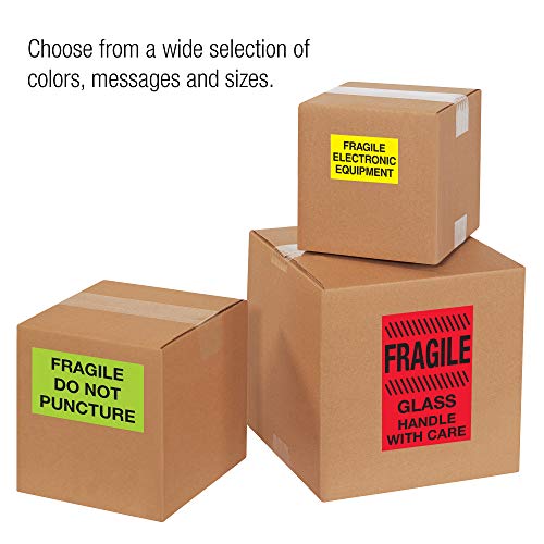 Tape Logic Aviditi Tape Logic 4" x 6","Fragile Do Not Stack" Fluorescent Red Warning Sticker, for Shipping, Handling, Packing, and Moving (1 Roll of 500 Labels)