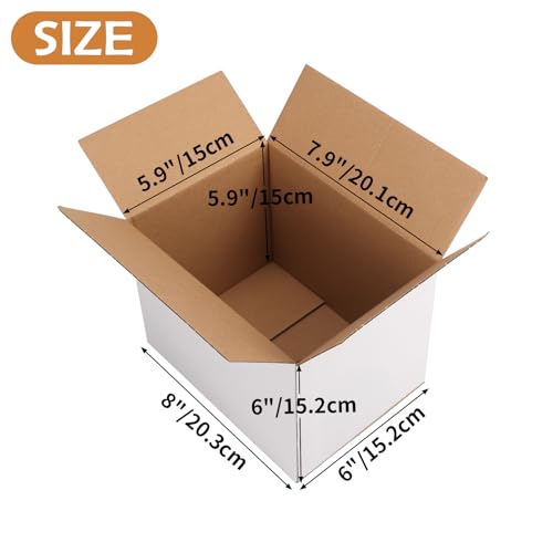 8x6x6 inch Cardboard Shipping Box, Set of 30 Packaging Boxes, White - size: 8x6x6 inch 30 Pack
