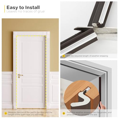 Ravinte Weather Stripping Door Seal, Q-Shaped Kerf Foam Strip, 19.8FT, Brown - color: Brown, size: 19.8 feet