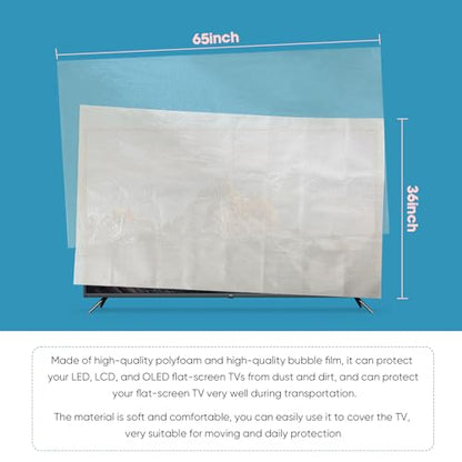 Foam Flat Screen TV Cover and Bubble TV Protective Cover, Fits Up to 65" TV