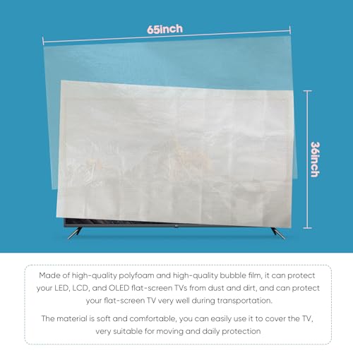 Foam Flat Screen TV Cover and Bubble TV Protective Cover, Fits Up to 65" TV
