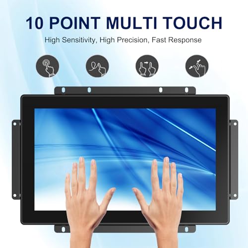 FHD Industrial Touch Monitor, 13.3 Inch Open Frame Touch Screen Display, 10-Point Capacitive Touch Monitor, VESA & Open-Frame Bracket Mounting for Kiosk and Mounting - size: 13.3