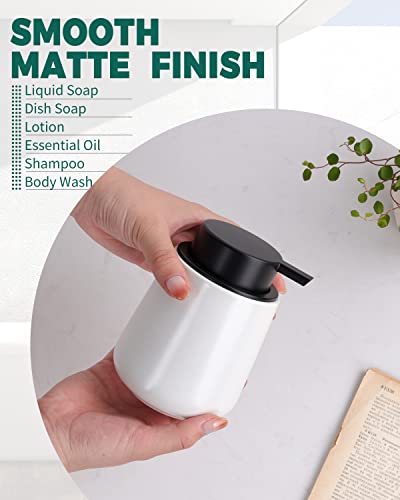 BosilunLife Ceramic Soap Dispenser - Dish Soap Dispenser for Bathroom 12Oz - color: Matte White