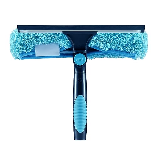 11" Window Squeegee & Microfiber Scrubber 2-in-1 Cleaning Tools