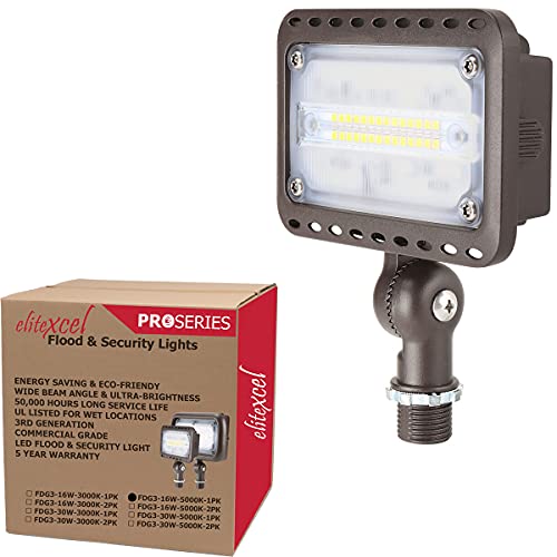 TerraVista 16W Zero Glare Outdoor Security Flood Light Backyard Lights, 1PK