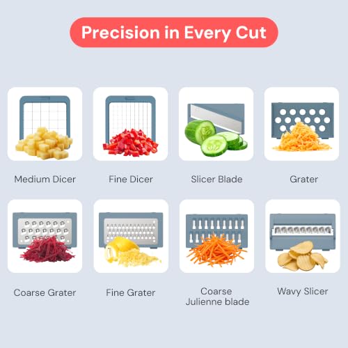 Fullstar Essential Vegetable Chopper & Mandoline Slicer 8-in-1 Kitchen Tool - color: Blue